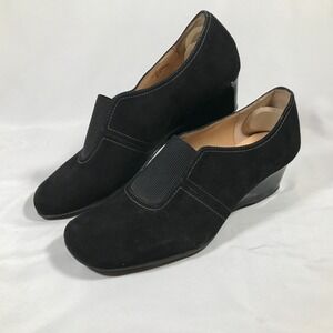 Soft Spots Black Cushion Slip On Wedge Heel Shoes Womens US 11W EU 42 UK 9 NWOT